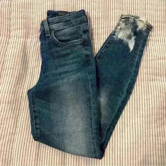 7 for all Mankind The Ankle Skinny Jeans Bleached Ankles - Picture 1 of 9